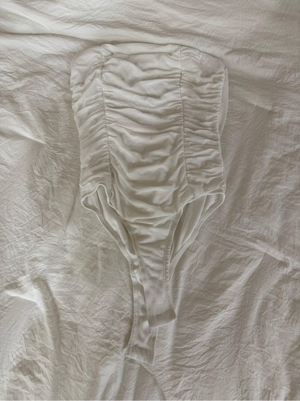 Princess Polly White Strapless Ruched Bodysuit